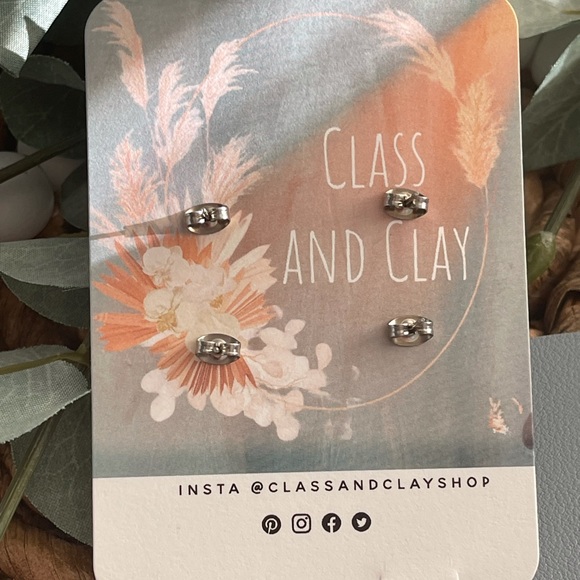 Handmade Ploymer Clay 2 set stud set textured earrings - jojoba & stonewall mix - Picture 5 of 5